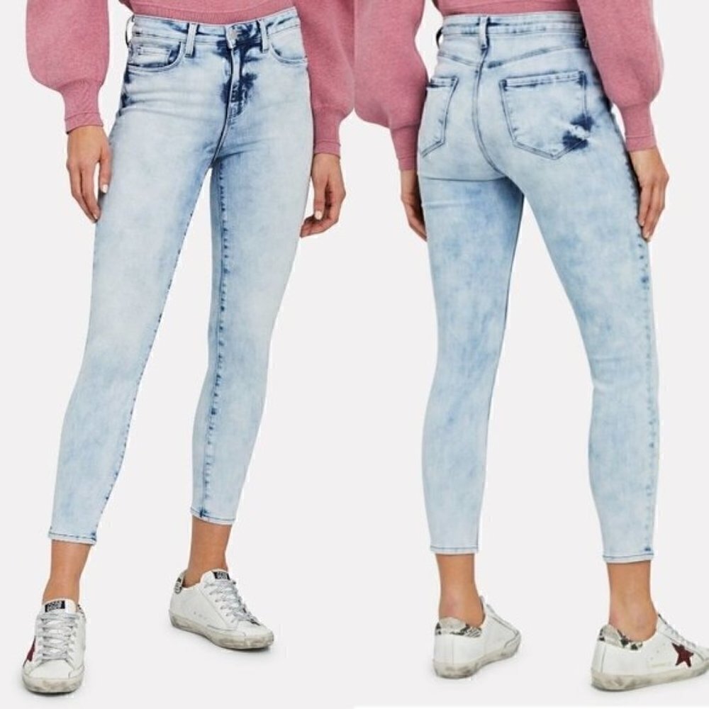L'Agence Margot High Rise Light Blue Cropped Skinny Jeans NWT
